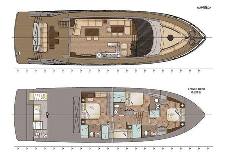 68' Luxury Cabin Cruiser Boats Layout 2(001)